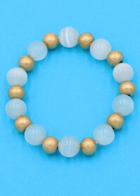 Vòng tay đá phong thủy - đá mắt mèo trắng 10 ly VMETHVT1 - hợp mệnh Kim, Thủy