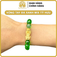Vòng tay đá phong thủy mix tỳ hưu HÀ XÁ vòng tay cặp đôi nam nữ mệnh kim mộc thủy hỏa thổ may mắn tài lộc - Đá XANH mix tỳ hưu - Mệnh Mộc - 8li cho nữ
