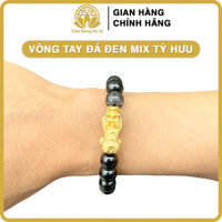 Vòng tay đá phong thủy mix tỳ hưu HÀ XÁ vòng tay cặp đôi nam nữ mệnh kim mộc thủy hỏa thổ may mắn tài lộc - Đá ĐEN mix tỳ hưu - Mệnh Thủy - 10li cho nam và nữ