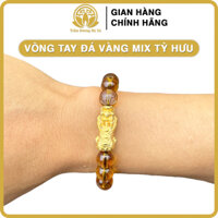 Vòng tay đá phong thủy mix tỳ hưu HÀ XÁ vòng tay cặp đôi nam nữ mệnh kim mộc thủy hỏa thổ may mắn tài lộc - Đá VÀNG mix tỳ hưu - Mệnh Thổ - 8li cho nữ