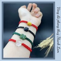 Vòng Tay Đá phong Thuỷ Tết dây  Cỏ 4 lá ( đủ màu )