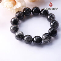 Vòng tay đá thạch anh tóc đen hạt trơn 16mm, 17mm - Ngọc Quý - 17mm