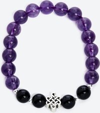 Vòng tay đá thiên nhiên phối charm kết đồng tâm size hạt 8mm - Ngọc Quý Gemstones - Thạch Anh Tím Phối Obsidian