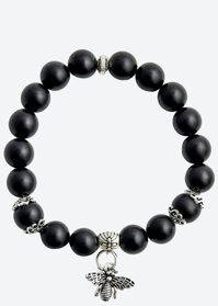 Vòng tay đá thiên thạch charm Ong bạc Ngọc Quý Gemstones