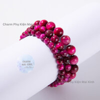 Vòng Tay Đá Tròn Mắt Hổ Màu Hồng - 6mm Đến 12mm - Phụ kiện Thời Trang- Trang Sức Phong Thủy Nam, Nữ Mới Nhất