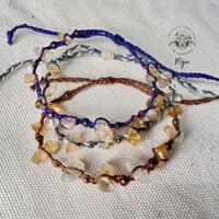 Vòng tay đan dây đá thô Citrine