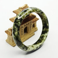 Vòng Tay Dạng Bản Liền Nguyên Khối Đá Ngọc Serpentine Xanh Sẫm - Mx - 57 Ni