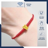 Vòng tay dây bện chỉ đỏ charm hổ bạc mạ vàng may mắn, Anchi jewelry