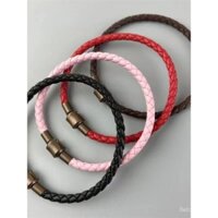 Vòng tay dây da 4/5mm phù hợp với hạt chuyển Chow Sang Sang, vòng tay dây dày cho nam và nữ, vòng tay dây đỏ, dây đen có hạt