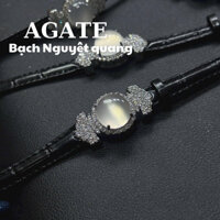 Vòng tay dây da đính viên bach Nguyet quang sdep