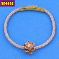 Vòng tay dây da hồng phấn 3 ly - Dây đeo tay bông sen vàng hồng VDDVHPBHSH14