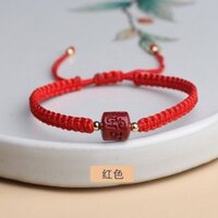 Vòng tay dây đỏ Cinnabar, dây đỏ tự nhiên, dây đỏ Cinnabar, vòng tay dây đỏ sáu ký tự, dây thủ công, may mắn, bình an, phước lành năm hoàng đạo U8OQ
