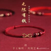 Vòng tay dây đỏ năm Rồng cho phụ nữ, vòng tay dệt vô hạn, vòng chân, quà tặng cặp đôi, bán buôn cho nam giới Cinnabar