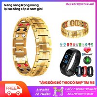 Vòng tay điều hòa huyết áp Nhật Bản 5 trong 1 Chất Hơn Toma [Tặng đồng hồ theo dõi sức khỏe M3] Vòng huyết áp vong dieu hoa huyet ap điều hòa hạ huyết áp đeo cổ tay màu vàng sang trọng