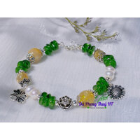 Vòng tay Diopside mix tóc vàng,trai nước ngọt