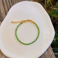 Vòng tay Diopside nhí 2mm màu xanh lá đậm xinh đẹp
