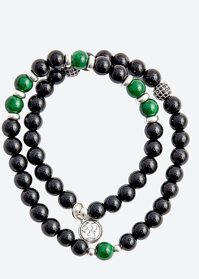 Vòng tay đôi đá thiên thạch mix cẩm thạch sơn thủy Ngọc Quý Gemstones