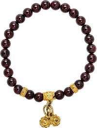 Vong Tay Đoi Garnet Mix Charm Si Vang Ngọc Quý Gemstones VT110