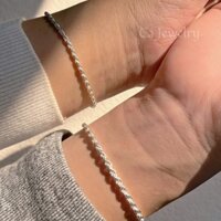 Vòng tay đôi lắc tay cặp đôi nam nữ bạc s925 dây bện tình yêu vĩnh cửu