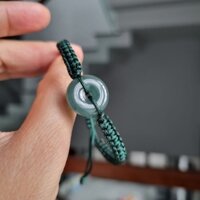 Vòng tay đồng điếu lam ngọc may mắn đan dây dù xanh