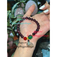 Vòng tay gar net ngọc hồng lựu mix khấu bình an 8mm