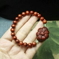 VÒNG TAY GỖ CẨM LAI KHẮC HOA SEN VÀ LỤC TỰ OM MANI XOAY ĐƯỢC