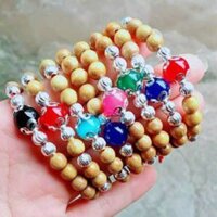 Vòng tay gỗ dâu mix bạc cho bé giá rẻ