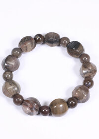 Vòng tay gỗ hóa thạch hạt lục giác viên đá 12x12.5mm mệnh hỏa, mộc - Ngọc Quý Gemstones