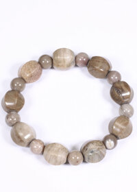 Vòng tay gỗ hóa thạch hạt lục giác viên đá 12x12.5mm mệnh hỏa, mộc - Ngọc Quý Gemstones