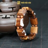 Vòng tay gỗ Hoàng Đàn tuyết Lạng Sơn bản lách mix hạt tròn thơm ngọt tự nhiên | Thiên Mộc Bảo