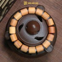 Vòng tay gỗ Hoàng Đàn tuyết Lạng Sơn kiểu Lu Thống - Thơm ngọt, lên tuyết ánh kim | Thiên Mộc Bảo