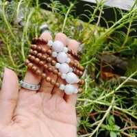Vòng tay gỗ mix lu cẩm tuýp A chạm hoa sen