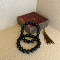 Vòng tay gỗ Mun Sừng Khánh Hòa - Vòng Mun Sừng đen tuyền bản đẹp đầy đủ kích thước [ Tặng kèm Hộp + Dây ] | An Mộc Tài