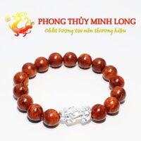 Vòng tay gỗ Nu Huyết Long mix Tỳ Hưu Bạc - 14 ly