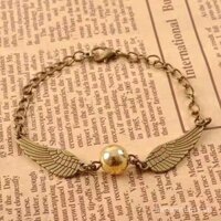 Vòng tay Golden Snitch Unisex, dây chuyền Snitch sáng tạo, hợp kim retro, quà tặng hợp kim Deathly Hallows