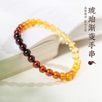 Vòng tay gradient hổ phách tự nhiên với mặt dây chuyền hình tròn nhỏ cho phụ nữ