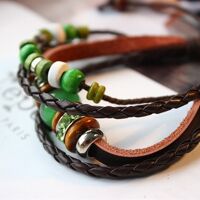 Vòng tay handmade dây da kèm đá