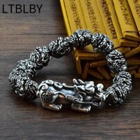 Vòng tay hạt Phật LTBLBY, Vòng tay bạc nam cổ điển mạ bạc, Huyền thoại đen chất lượng cao Chủ đề Ngộ Không Làm cho tuổi độc đoán Khỉ King Head Lắc tay