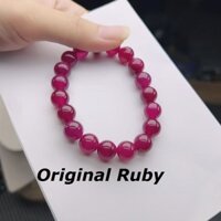 Vòng tay hạt Ruby nguyên bản 8mm DIY 2 vòng pha lê đá may mắn phản ứng tia cực tím