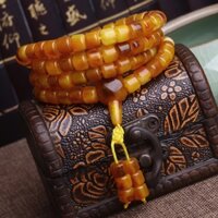 Vòng tay hạt sáp ong cũ nguyên chất tự nhiên 108, vòng tay sáp ong bằng đá hổ phách dành cho nam và nữ