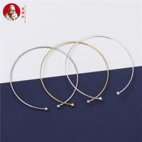 Vòng Tay Hở Bằng Bạc Sterling S925 Làm Thủ Công DIY Có Khóa Cài Đinh Ốc