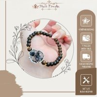Vòng Tay Hồ Ly Tóc Đen Phước Tâm An Bọc Bạc Mix Bi Vàng Và Trầm Sánh, Vòng Phong Thủy Xua Đuổi Vận Khí Xấu