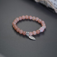 Vòng tay hoa cao su đỏ Sunstone chính hãng, lá phong, màu vàng Melad, dòng sản phẩm đá tự nhiên phong cách châu Âu và Mỹ, sản phẩm mới 2025