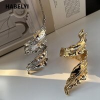 Vòng tay hợp kim lá HABELYI, Vòng tay Hip-Hop Bohemian Hip-Hop, Thời trang phóng đại Punk Chunky Tay kim loại phóng đại