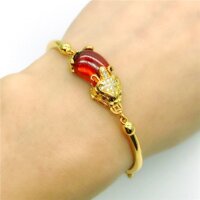 Vòng tay huyết rồng - mạ vàng 24k