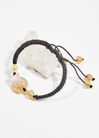 Vòng tay kết dây đá thạch anh tóc vàng charm hồ ly mệnh thủy , kim - Ngọc Quý Gemstones