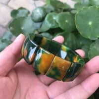 Vòng tay kho báu họa tiết xanh tự nhiên Vòng tay nam nữ Vòng tay khối vuông Hạt đào Vòng tay ngọc bích