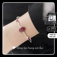 Vòng tay khóa trường mệnh chu sa vòng Bạc 925 phú quý tài lộc phúc thọ an khang Destiny Silver VN