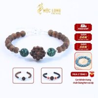 Vòng tay kiềng bạc charm hoa sen trầm hương nữ Mộc Long kết hợp đá phong thủy cao cấp tự nhiên