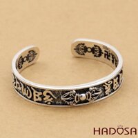 Vòng tay kiềng bạc Thái Om Mani Padme Hum Kim Cang